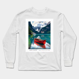 Canada Alberta Travel Poster of Lake Louise, Banff National Park Long Sleeve T-Shirt